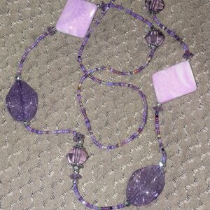 Purple and Pink Beaded Necklace